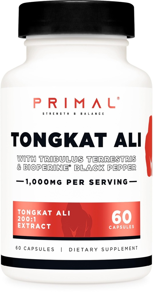 プリマルトンカットアリカプセル(60カプセル/30サービング、1,000mg/サービング) - 男性用ロングジャックサプリメント、グルテンフリー、非GMOハーブ栄養サプリメント