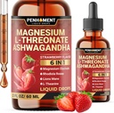 6in1マグネシウムL-Threonate液体はAshwagandha、マグネシウムのGlycinateおよび3と低下します - 脳サポートおよび免疫 - 30日のための2 Fl Oz - いちごの味