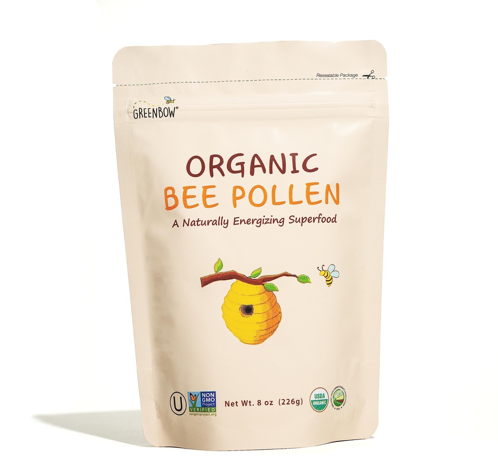 Greenbow Organic Bee Pollen - 100% USDA認証オーガニック、非GMO、ピュア、ナチュラルビーポーレン - スーパーフードパックw / プロテイン、ビタミン&ミネラル(8oz)