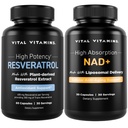 ビタミンのResveratrolのカプセル+ NAD+ サプリメント