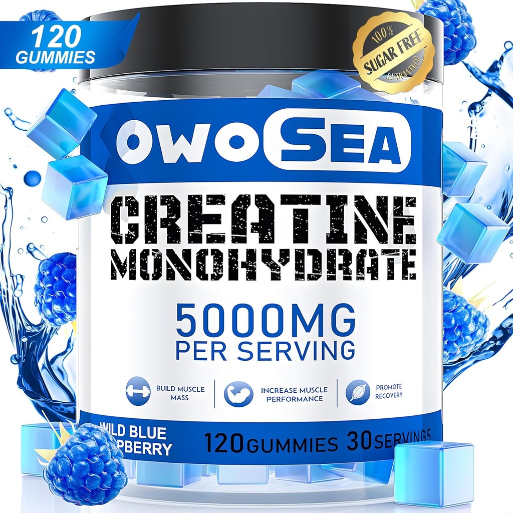 男性のためのクレアチンの Monohydrate のガミー及び女性 5000mg のクレアチン 筋肉サポートのためのサービングごとの Monohydrate 120 の計算のChewable 5g のクレアチンの補足の砂糖の自由なビーガン (1 のパック、青いラズベリー)