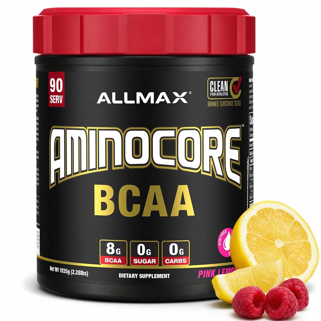 ALLMAX栄養アミノコアBCAA、ピンクレモネード - 945 gパウダー - ビタミンBと分岐させたチェーンアミン酸の8.18グラム - 充填剤または非BCAAアミノ - 砂糖無料 - 90のサービング