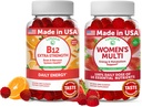 LunakaiのビタミンB12および女性のMultivitaminのガミーの束- 3000mcg Methylcobalaminの高い吸収のエネルギー ガミー- 16の必須ビタミンおよび鉱物の補足の100%の毎日の価値- 30日の供給