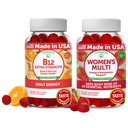 LunakaiのビタミンB12および女性のMultivitaminのガミーの束- 3000mcg Methylcobalaminの高い吸収のエネルギー ガミー- 16の必須ビタミンおよび鉱物の補足の100%の毎日の価値- 30日の供給