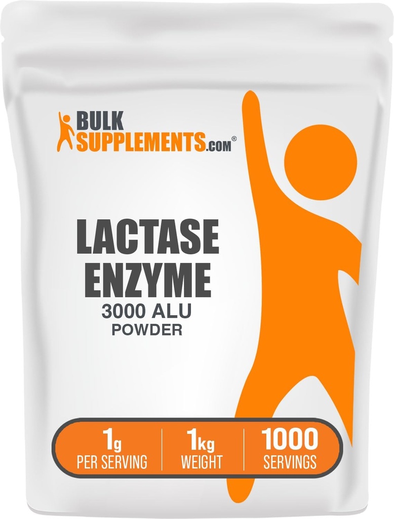 BulkSupplements.com ラクターゼ酵素(3000 ALU)パウダー - ラクターゼ酵素サプリメント、消化器サポート - グルテンフリー、1g/サービング、1kg(2.2 lbs)(1パック)