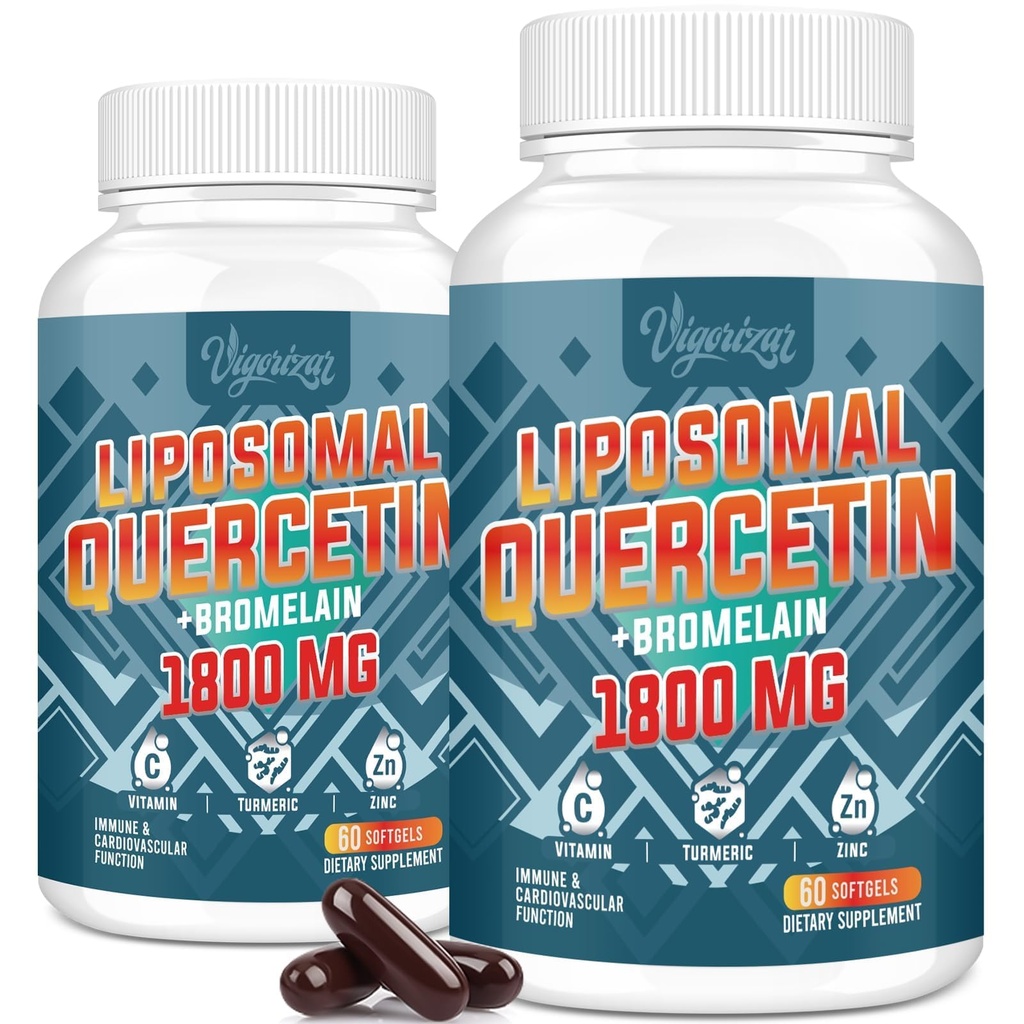 Liposomal Quercetin Phytosome、Bromelain、亜鉛及びビタミンC、生物活動的な Phytosome の複合体、20X の高い吸収 - 120 Softgels