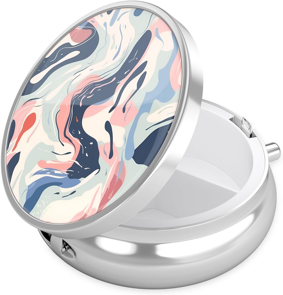 Nipichshaの丸薬箱、財布及びポケットのための小さい丸薬の箱、かわいい旅行薬のオルガナイザー、ビタミン、薬、魚油及び補足、A05-Art様式パターンを握る携帯用薬の容器のホールダー