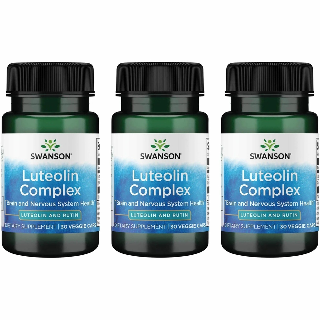 Swanson Luteolin Complex w/Rutin - 脳サポートサプリメント メモリ、気分と認知健康を促進する - 神経系を維持するのに役立ちます天然式 - (30 Veggie Capsule) 3パック