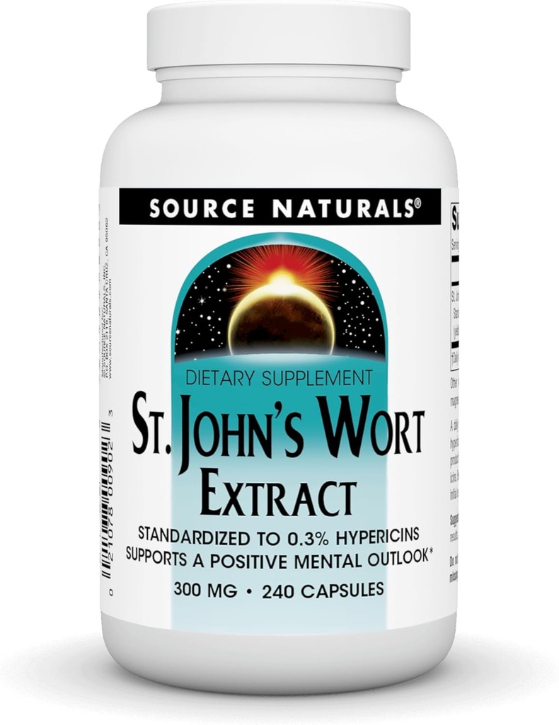 源のNaturals St John'sの麦汁のエキス300のmgは肯定的な精神的展望- 240のカプセルを支えます