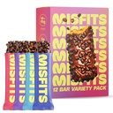 Misfits Protein Bar - 高たんぱく質キャンデーバー | グルテンフリー工場ベース、低砂糖&炭水化物、ハイファイバースナック | バラエティパック(12(4種類)