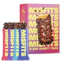 Misfits Protein Bar - 高たんぱく質キャンデーバー | グルテンフリー工場ベース、低砂糖&炭水化物、ハイファイバースナック | バラエティパック(12(4種類)
