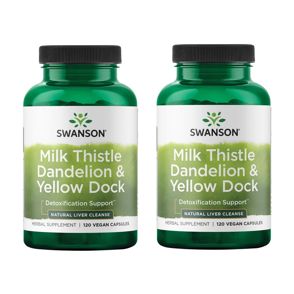 スワンソンミルクアザミ、タンポ&イエロードック - ハーブ肝臓サポートサプリメント - 全体的な健康と健康を維持するのに役立ちます天然サプリメント - (120カプセル) (2パック)