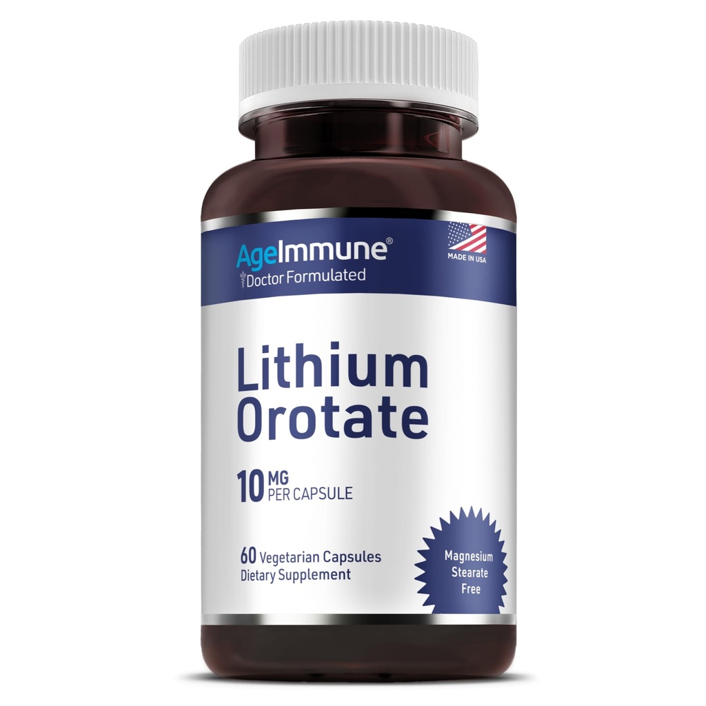 リチウムオロットサプリメント10mg、60ベジタリアンカプセル。 記憶および感情的なウェルネスを支えて下さい。 マグネシウムのステアリン酸塩の自由な補足。 (1)