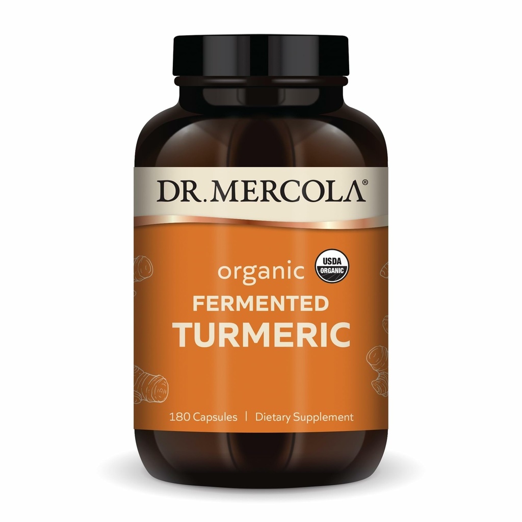 Dr. Mercola 有機発酵ターメリック - 370 mg発酵ターメリック - 高バイオアベイラビリティクルミノイド - USDA 有機、非GMO、グルテンフリー&大豆フリー - 180 カプセル(90 サービング)