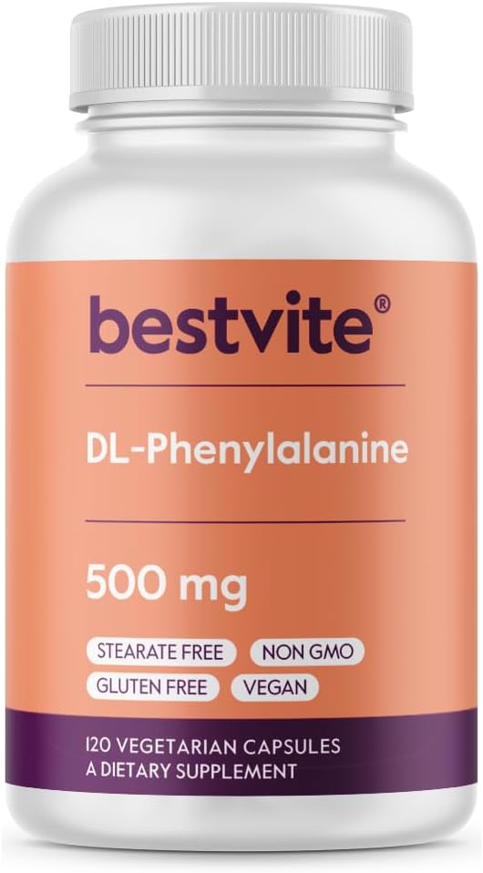 BESTVITE DL-Phenylalanine 500mg (120 ベジタリアン カプセル) - ない Stearates - いいえ フィラー - ビーガン - グルテンフリーグルテンフリー GMO