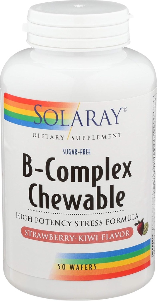 Solaray、高効力BコンプレックスChewable、自然いちご味、50Chewables