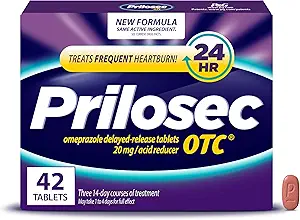 Prilosec OTC、Omeprazoleは解放20mg、酸の減力剤を遅らせましたり、24時間の救助、すべての日、すべての夜*、20mg、42のタブレットのための頻繁な炉を扱います