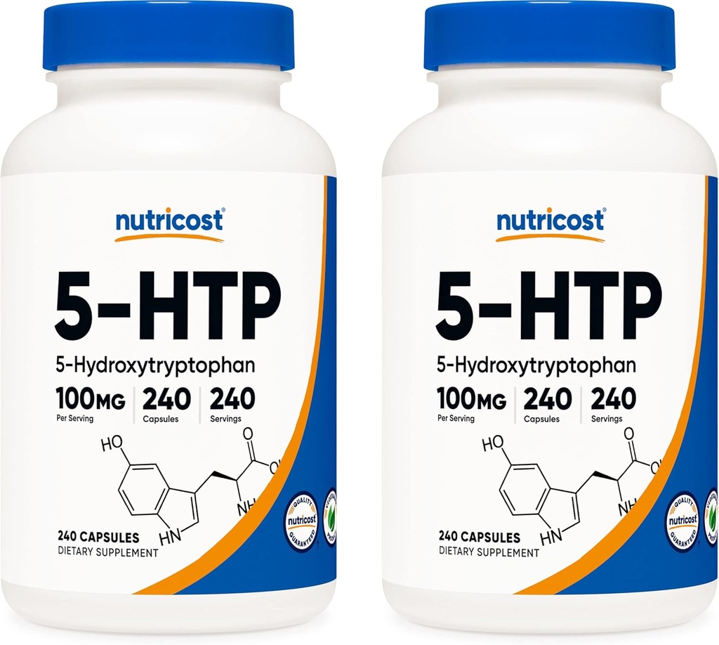 Nutricost 5-HTP 100mg、240 ベジタリアンカプセル(5-Hydroxytryptophan) - 非GMO&グルテンフリー(2本入)