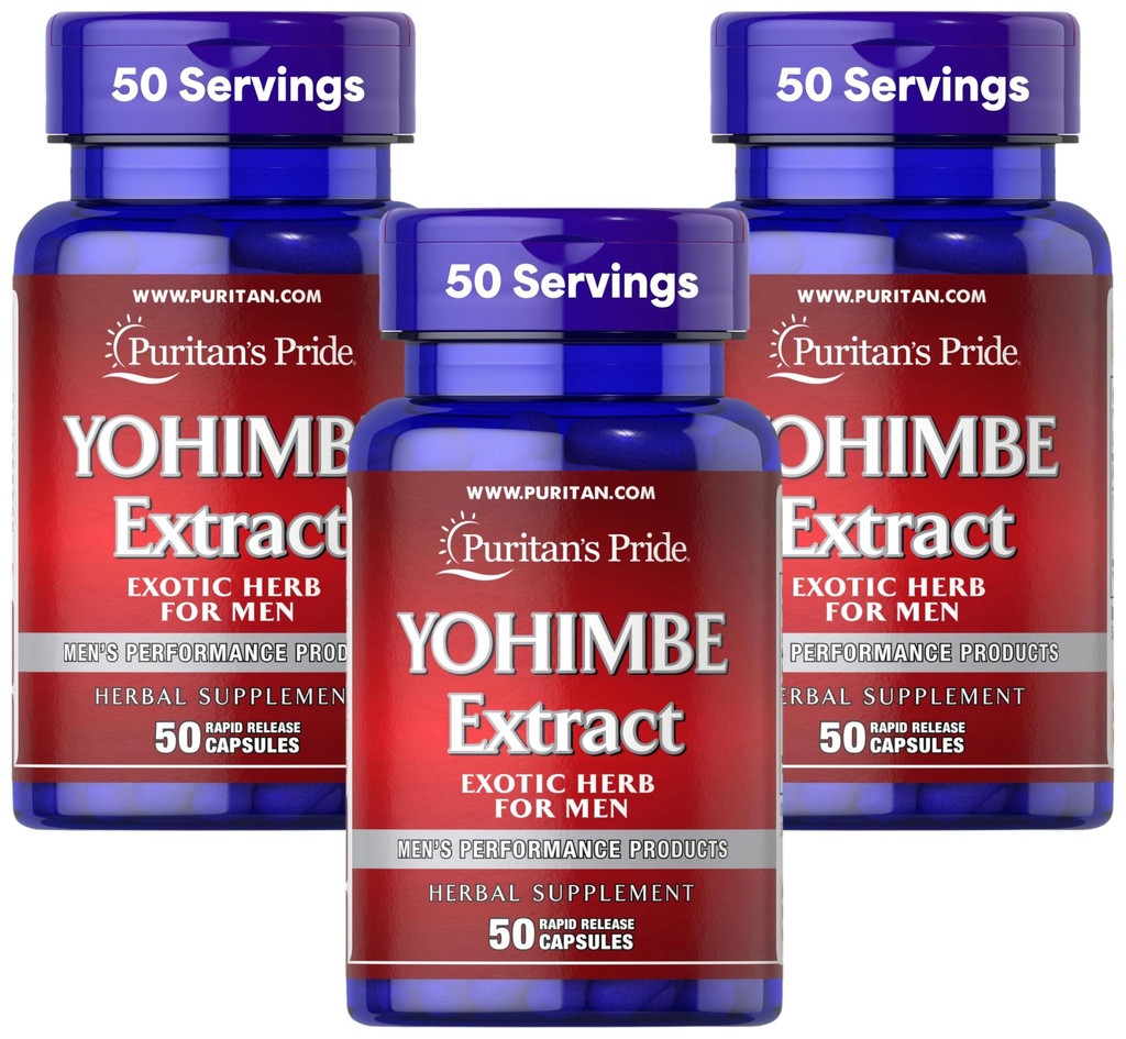 Puritan's Pride Yohimbe 1000 Mg、50 カウント、野菜セルロース、ゼラチン(パッケージ3)