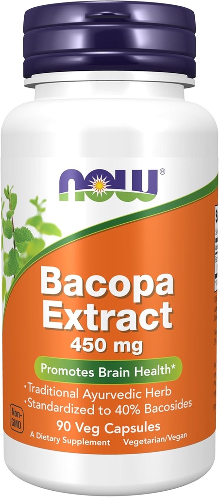 NOWの食糧補足、Bacopaのエキス(Bacopa monnieri) 450のmgは、頭脳の健康を促進します*、90の野菜のカプセル