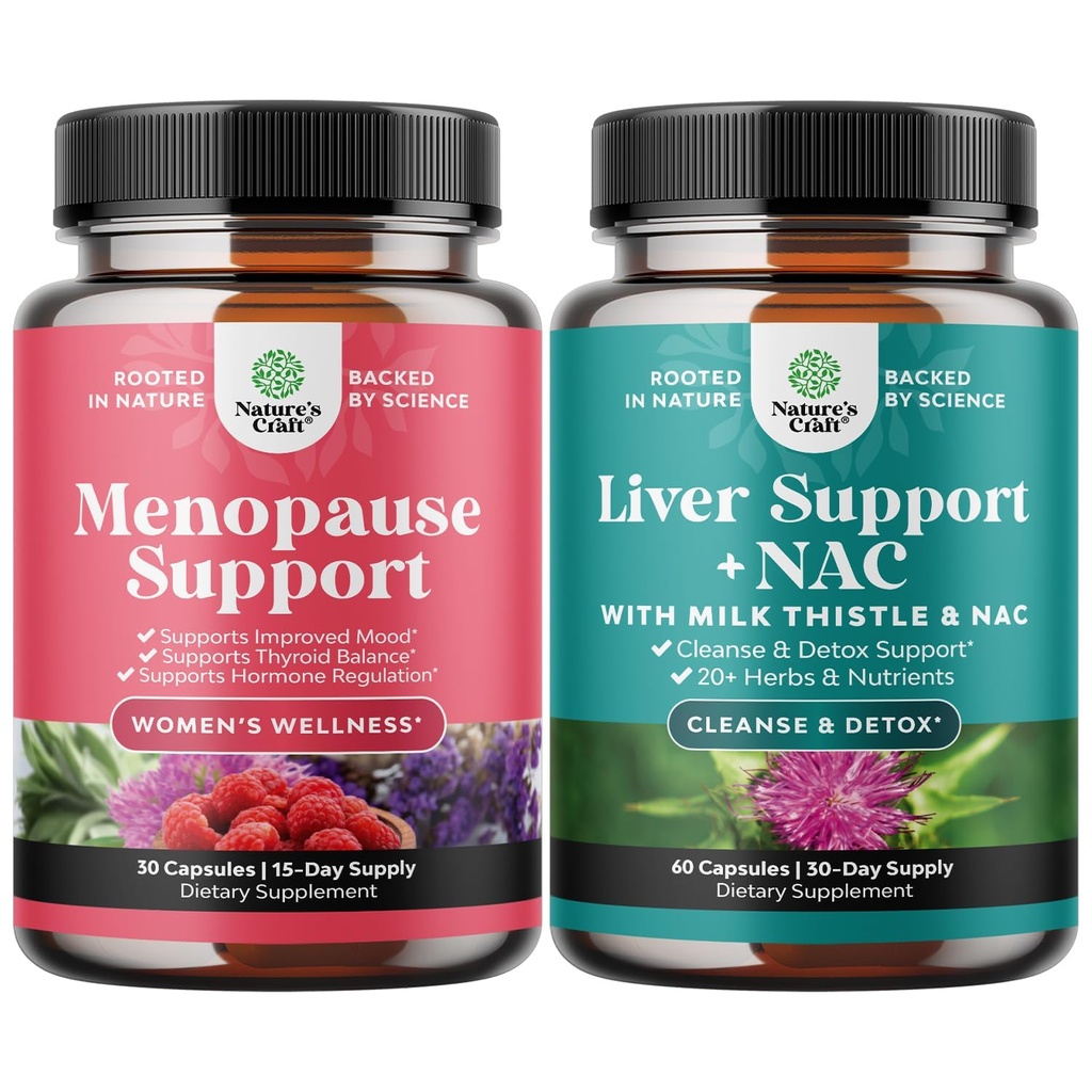 Dong Quai Vitex Chaste Berry & Black Cohosh and Liver Support NAC - ミルクアッテル N アセチル Cysteine with Turmeric, Choline, Dandelion & L-Glutathione