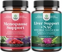 Dong Quai Vitex Chaste Berry & Black Cohosh and Liver Support NAC - ミルクアッテル N アセチル Cysteine with Turmeric, Choline, Dandelion & L-Glutathione