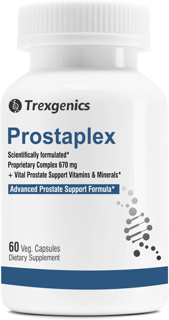 Trexgenics PROSTAPLEX Advanced Prostate Health with beta-sitosterol, Saw Palmetto Stinging Nettle pygeum Pumpkin Turmeric Quercetin lycopene Selenium Vitamin D3 Zinc Boron and K2-7 (60 Veg Capsules)