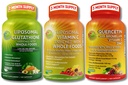補完スタジオ免疫サポートバンドル - リポソームビタミンC 1500mg + リポソームグルタチオン500mg + Bromelain、亜鉛&ビタミンCとケルセチン - ビーガン、非GMO、強化吸収式