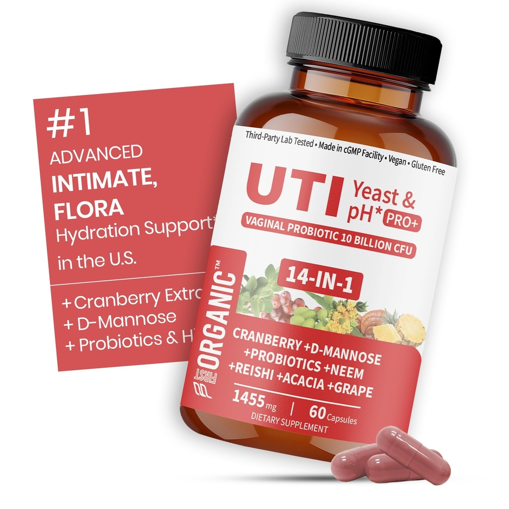 Women’s Vaginal Microflora Probiotic | Supports UTI, Yeast & pH Balance | Daily Hydration Blend with Cranberry, D-Mannose, Aloe & Hibiscus | Odor, Flora & Urinary Tract Care | Vegan, Non-GMO, 60Caps