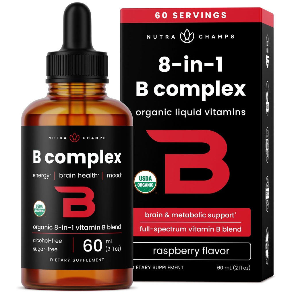 USDAの有機性ビタミンBの複雑な液体はSublingual B12 Methycobalaminを落とします  B1、B2、B3、B5、B6、B7、B9の 女性及び人のためのメチル化されたBのビタミンの複合体 ビオチン、ナイアシンアミド、葉酸塩及び葉酸、2oz