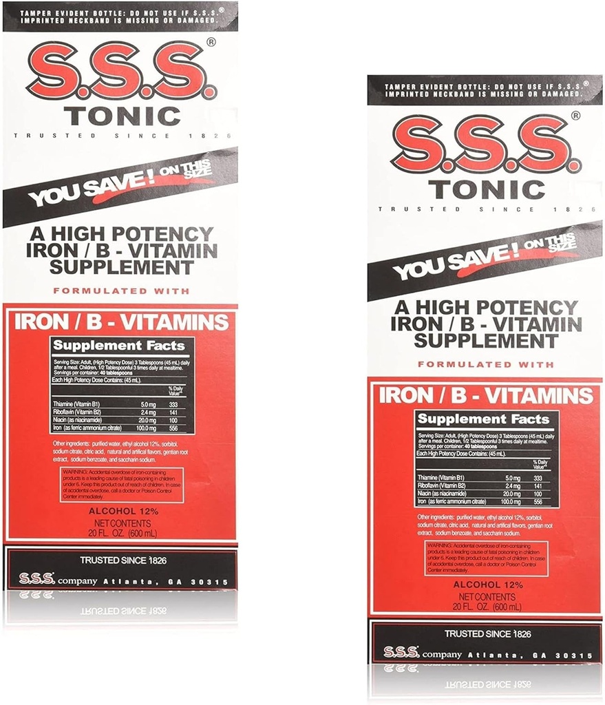 S.S.S. Tonic Iron and Vitamin B Supplement Liquid, Large 20 oz (Pack of 2)