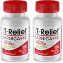 T-Relief Arnica +12 背中の痛みの関節痛筋肉の痛みと緊張、女性と男性のための全身の高速行動救済 - 100 錠(2 パック)