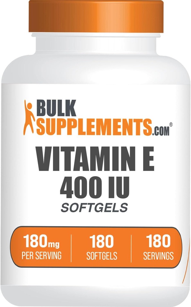 BulkSupplements.com ビタミンE 400 IU Softgels - ビタミンEサプリメント、Dアルファトコフェロール、抗酸化剤 - グルテンフリー、サービングあたり1 Softgel、180 カウント(パッケージ1)