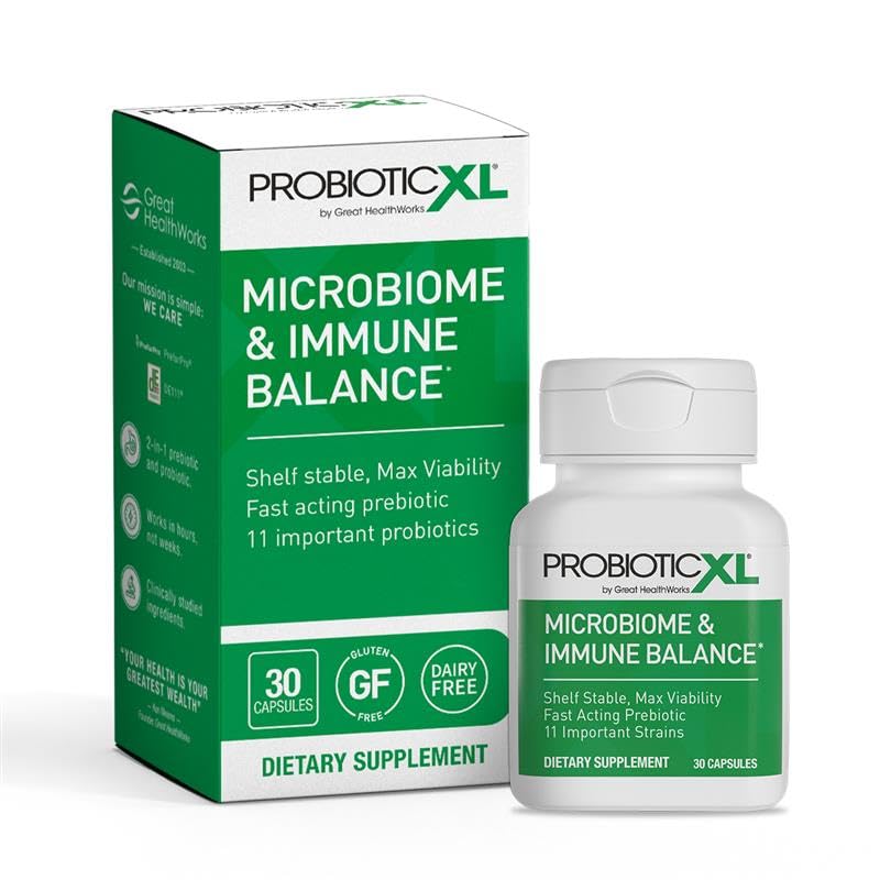 OmegaXL ProbioticXL - プロバイオティック&プレバイオティック、シェルフ安定 - ブレンド11ストレイン - 健康的なグットフローラ成長を促進する、12.5ビリオンCFU - 非GMO、グルテンフリー - 30ベジギーキャップ