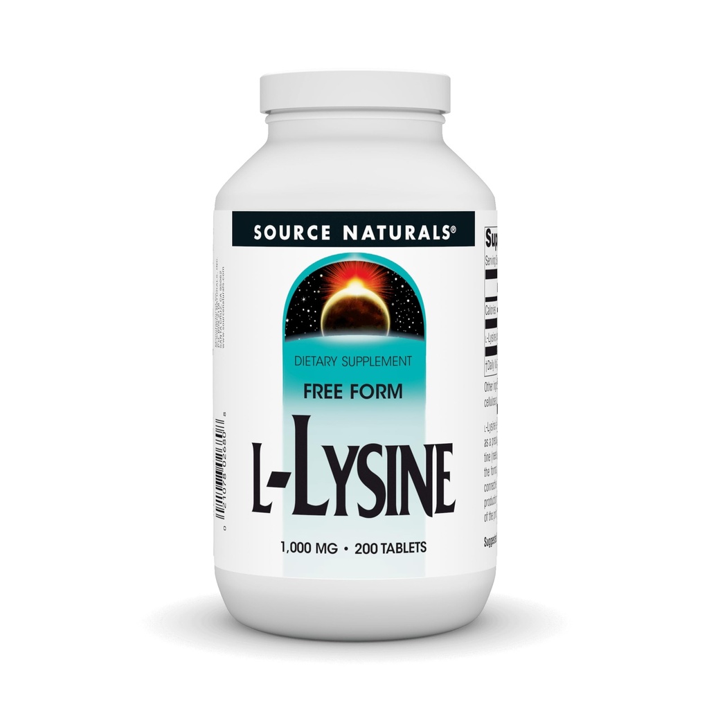 源のNaturals Lリジンの自由な形態、1000のmg -アミノ酸の補足はエネルギー形成及びコラーゲン- 200のタブレットを支えます