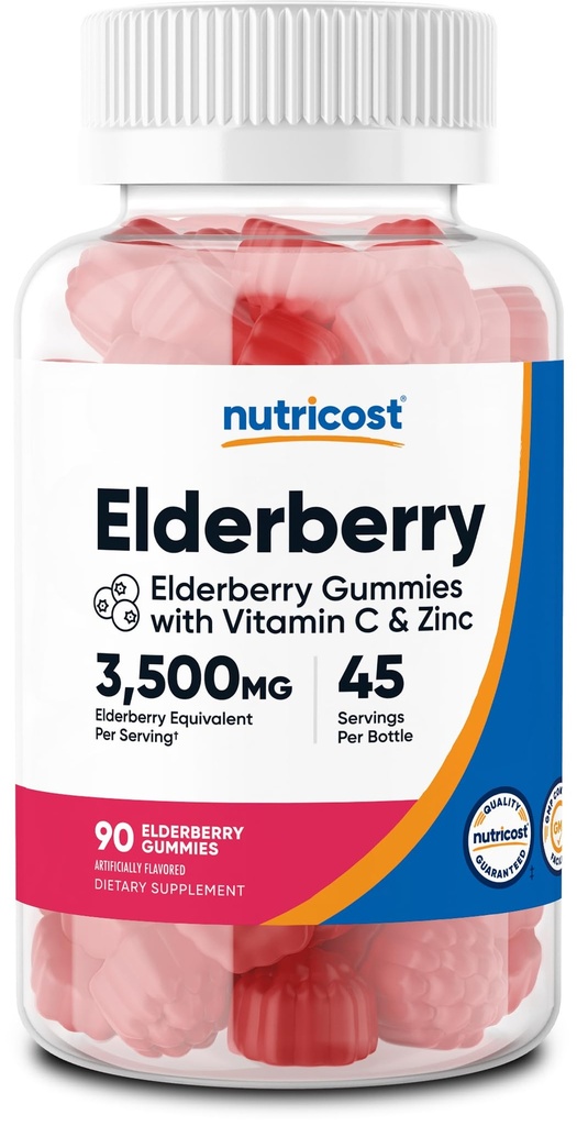ビタミンC&亜鉛90グミとNutricostエルダーベリーグミー - グルテンフリー、ベジタリアン