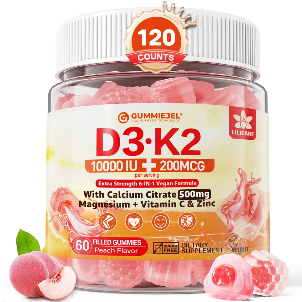 ビタミンD3 K2は500mgカルシウム+ K2 (MK-7) 200mcg、マグネシウム、ビタミンC及び亜鉛、余分強さ-骨筋肉歯のための最終的な吸収性、ビーガン- 2のパックを満たしました