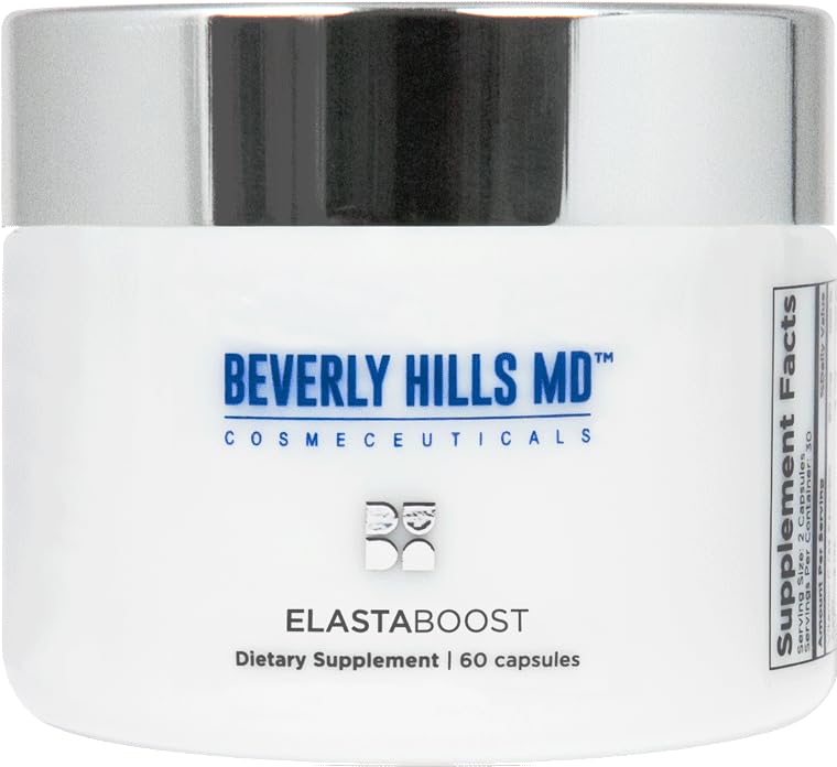 Beverly Hills MD Elastaboost Dietary Supplements for Aging Skin- Elastin Supporting Formula for Lifted, Firmer, Skin w/Hydrolyzed Elastin, Hyaluronic Acid, Vitamin C, Phytoceramides (60 Capsules)