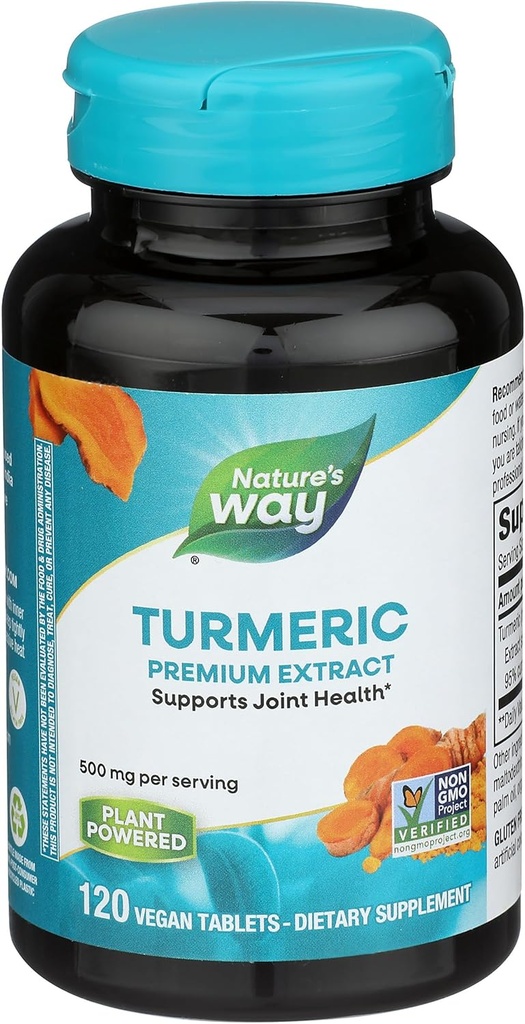 Nature's Way Turmeric Premium Extract - 関節の健康をサポート* - 非GMOプロジェクト検証 - サービングあたりの500mg - 関節サプリメントターメリック錠* - グルテンフリー - 120錠