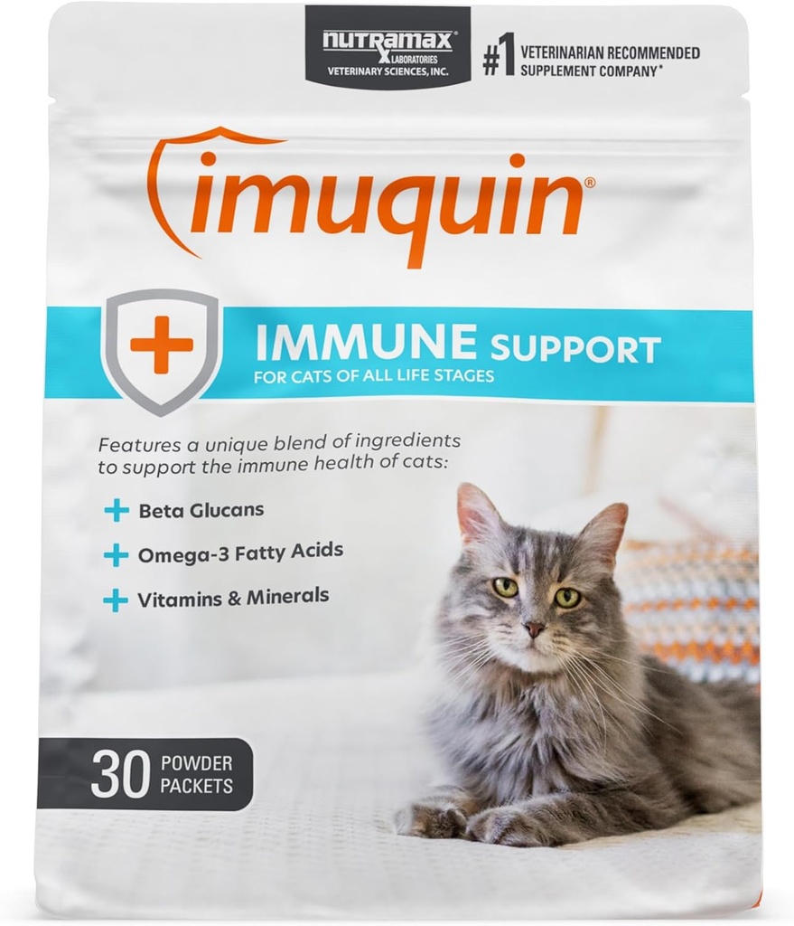 猫のためのNutramaxのImuquinの免疫の健康の補足の粉、ベータ グルカン、海洋の脂質、ビタミンおよび鉱物、30のパケット、更新された版