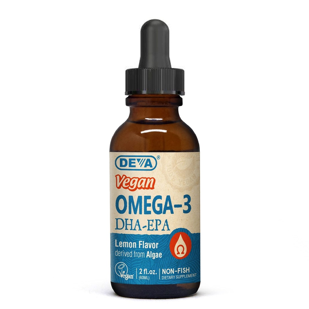 DEVA ビーガンオメガ-3 液体 DHA - EPA, 藻類からノンフィッシュ, レモン風味, 2 オーアンス