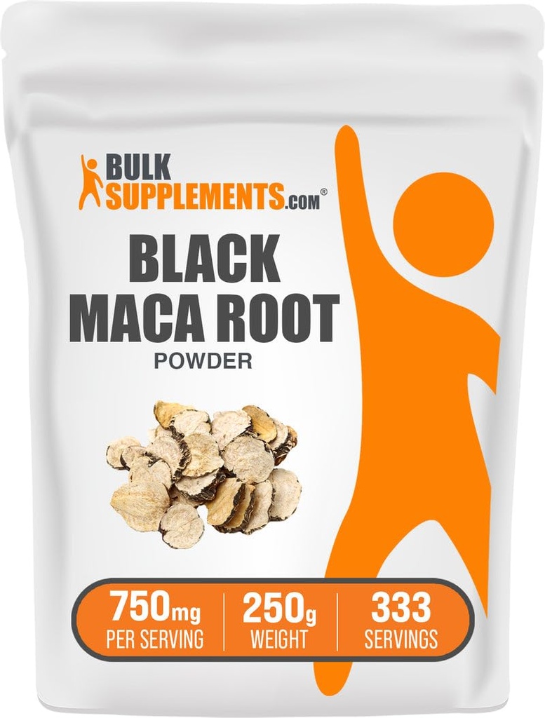 BulkSupplements.comブラックマカパウダー - ブラックマカルートサプリメント、男性と女性のためのハーブサプリメント - ビーガン、グルテンフリー、給食あたり750mg、250g(8.8オンス)(パッケージ1)