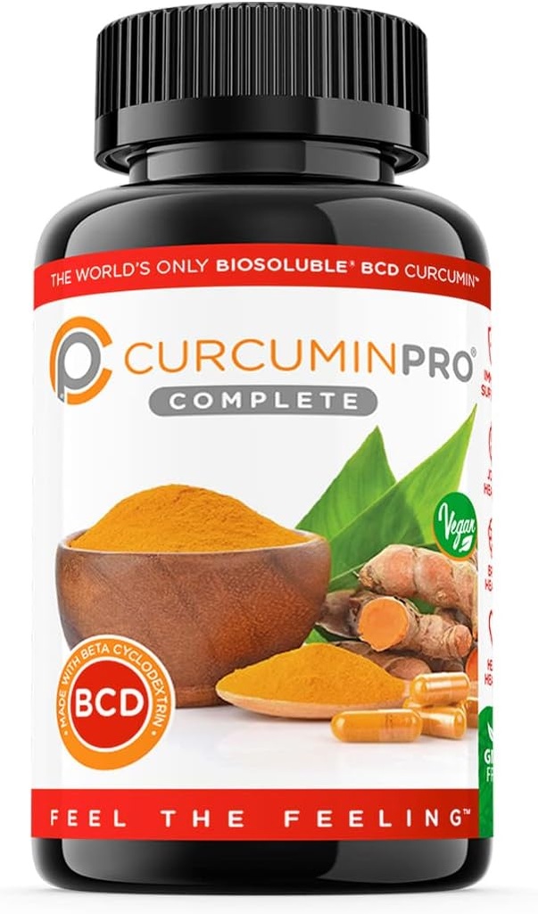 クルクミンプロ・コンプリートBCD | 世界唯一の生体溶性ビーガンβ Cyclodextrin & Organic Turmeric Curcumin | ナチュラルジョイント&マッスルサポート | ヴィーガン | 60カウント