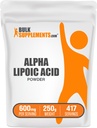 BulkSupplements.comアルファリポ酸パウダー - ALAサプリメント、酸化防止サプリメント - グルテンフリー、給食当たり600mg、250g(8.8オンス)(パッケージ1)
