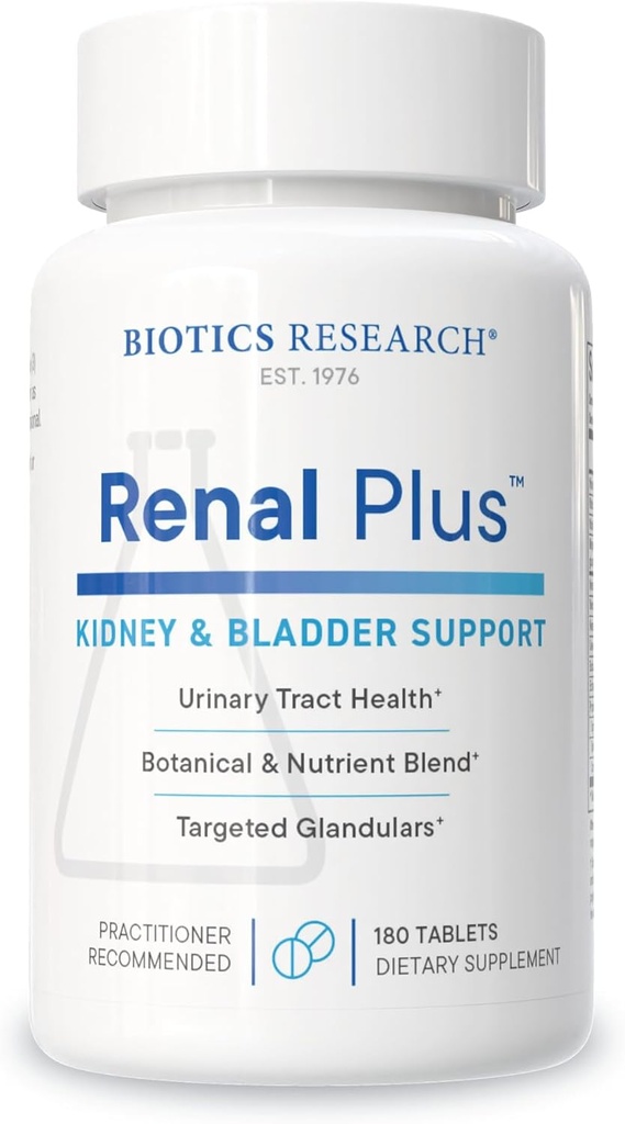 Biotics Research Renal Plus – 植物学、Glandular、栄養補助 最適腎機能 腎臓の健康及びサポート泌尿器機能–Ulva ursi、Buchuの葉、Echinacea、Cranberry–180Tabs
