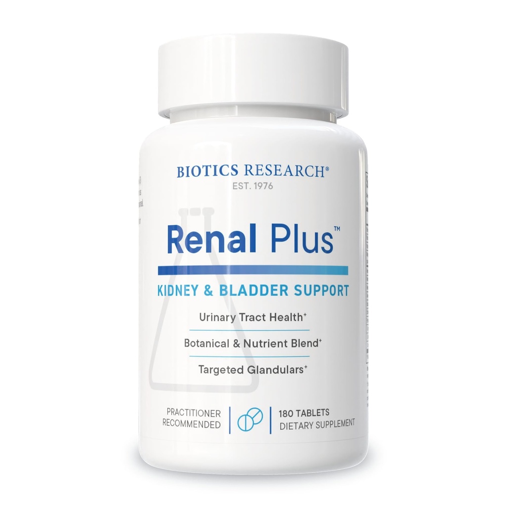 Biotics Research Renal Plus – 植物学、Glandular、栄養補助 最適腎機能 腎臓の健康及びサポート泌尿器機能–Ulva ursi、Buchuの葉、Echinacea、Cranberry–180Tabs