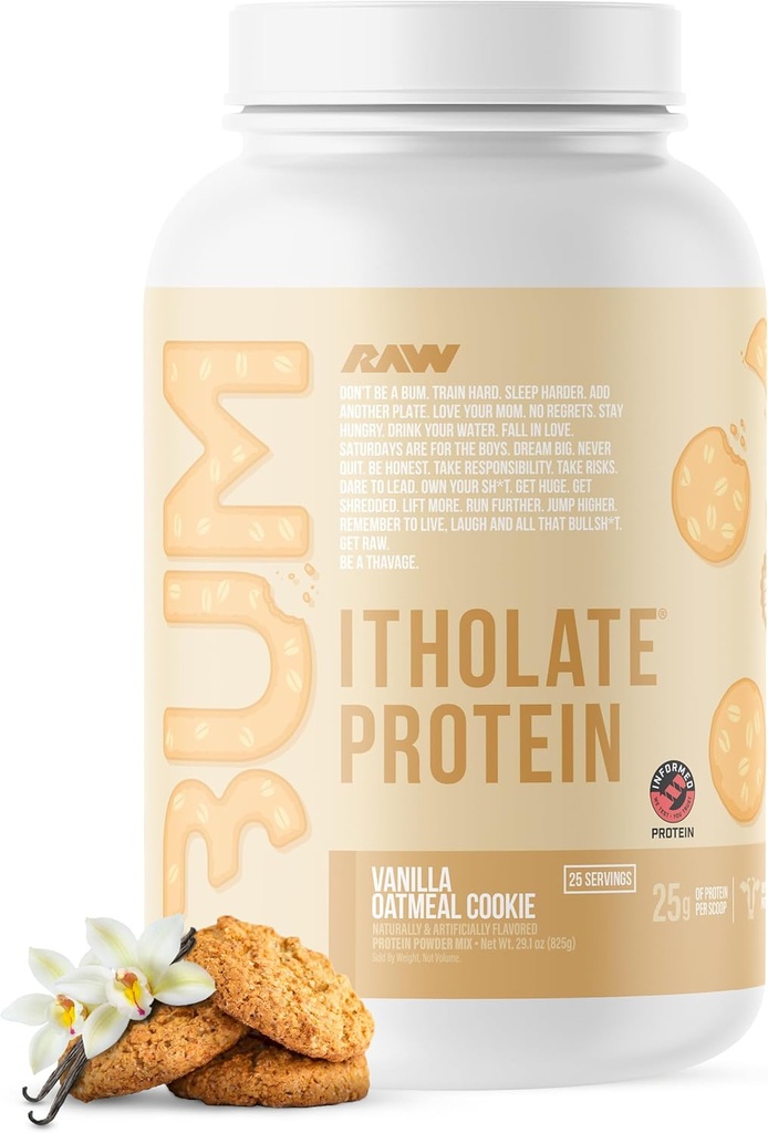 RAW Whey Isolateプロテインパウダー、バニラオートミールクッキー(CBUM Itholate Protein) - 筋肉の成長と回復のための100%の草をテーマにしたスポーツ栄養 - 低脂肪、低炭水化物、自然に風味付け - 25サービング