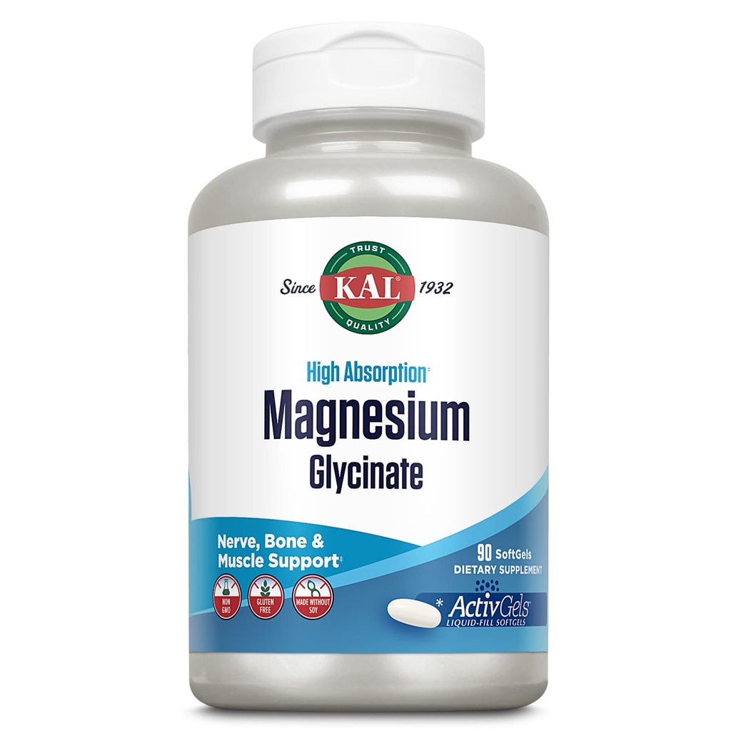 KALのマグネシウムのGlycinate ActivGels 315mgの筋肉、Nerve及び骨の健康サポート、非GMOのグルテンフリー、30のサービング、90のSoftgelsのための高い吸収のマグネシウムの補足