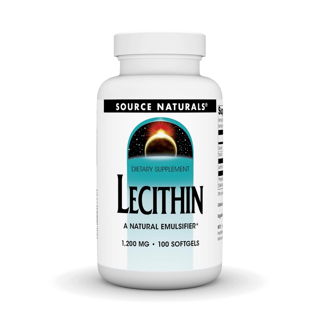 ソースナチュラルレシチン1200mg、天然乳化剤 - 100Softgels