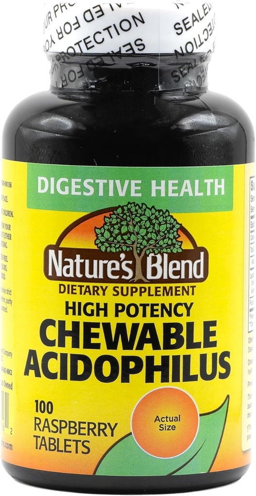 Nature's Blend Acidophilus Probiotic Supplement - 100 High Potency Capsules - Digestive Health, Gut Flora Balance